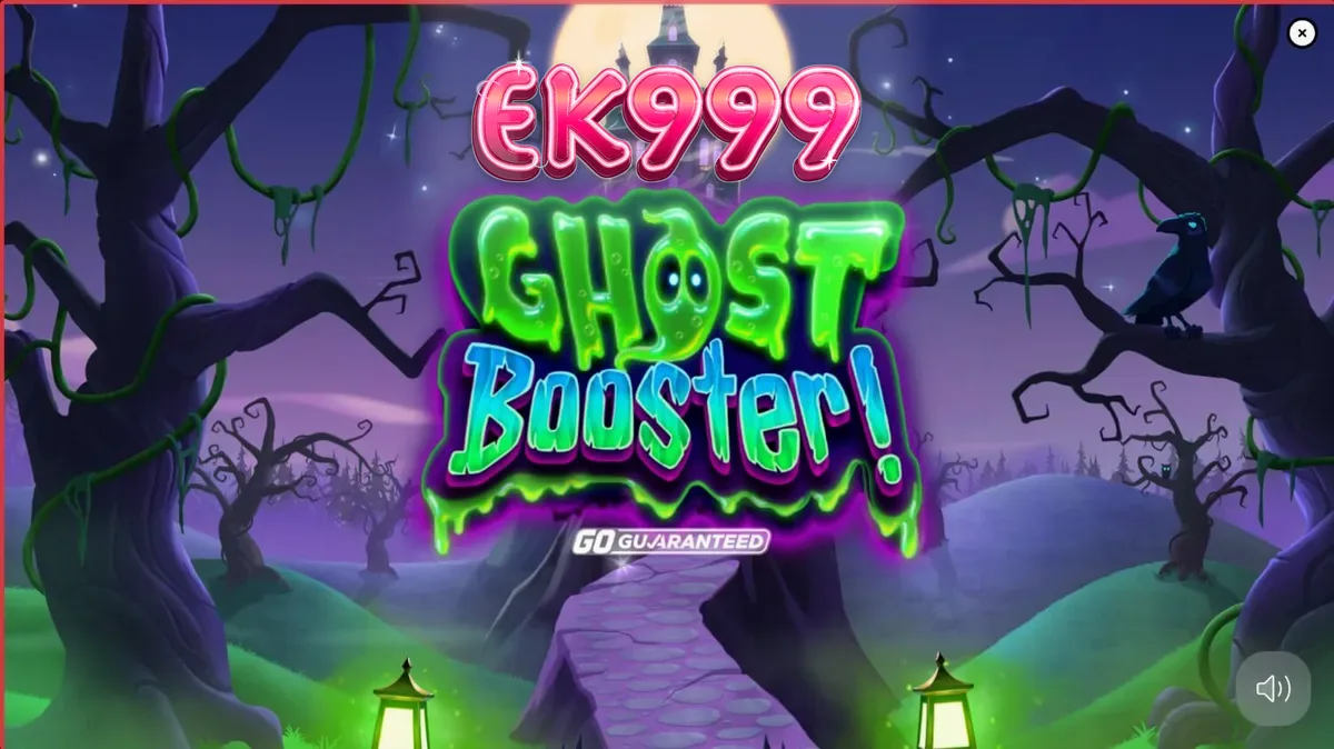Ghost Booster স্লটের রঙিন এবং ভুতুড়ে ইন্টারফেসের দৃশ্য