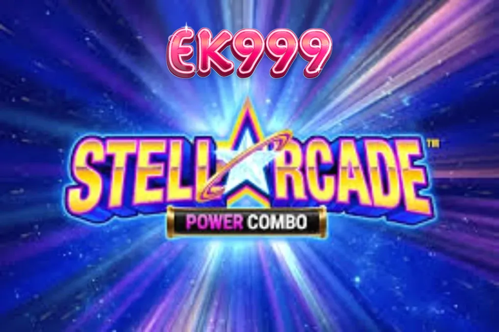 Stellarcade Power Combo স্লট গেমের নিয়ন এবং মহাকাশ থিমযুক্ত ইন্টারফেস